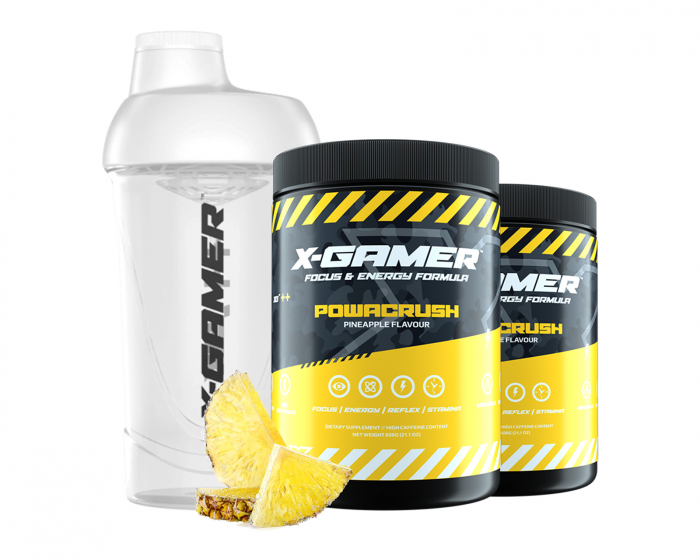 X-Gamer 2 x 600g X-Tubz Powacrush - 60 Tagesportionen + Shaker