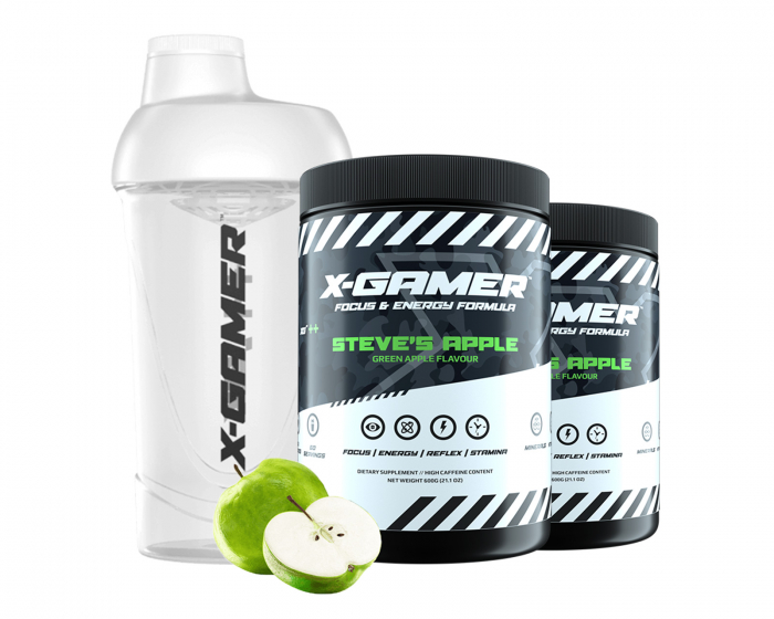 X-Gamer 2 x 600g X-Tubz Steves Apple - 60 Tagesportionen + Shaker