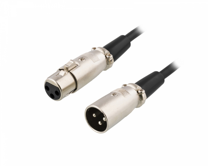 Deltaco XLR Kabel, 3-pin Stecker - 3-pin Buchsen, 1m - Schwarz