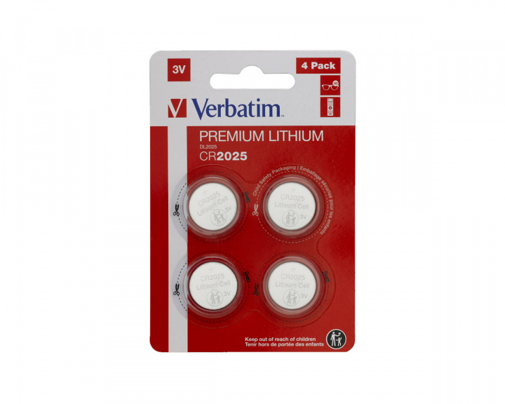 Verbatim Lithium Knopfzelle Batterie CR2025 - 4 Stück
