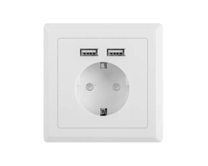 Lanberg AC Power Socket With 2 USB Ports - Weiß Steckdosen