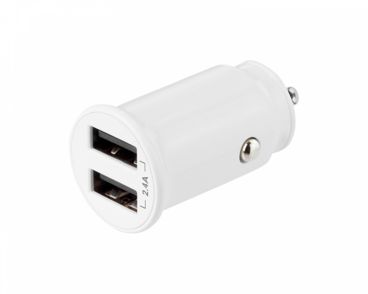 Deltaco Dual-USB Auto Ladegerät mit zwei USB-Ports 12W, 2.4A - Weiß