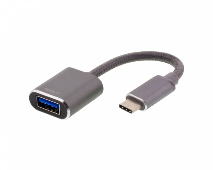 Deltaco USB-C > USB-A OTG adapter - Aluminium