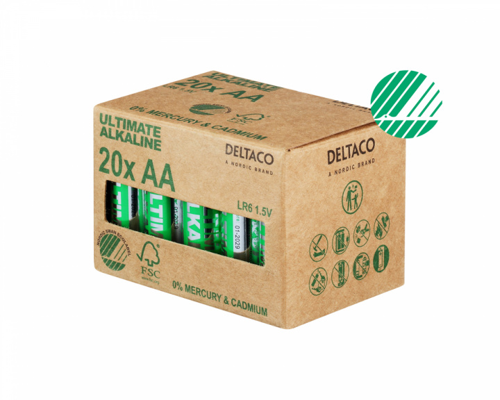 Deltaco Ultimate Alkaline AA Batterie, 20 Stück