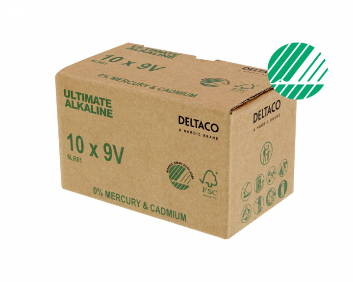 Deltaco Ultimate Alkaline 9V Batterie, 10 Stück (Bulk)