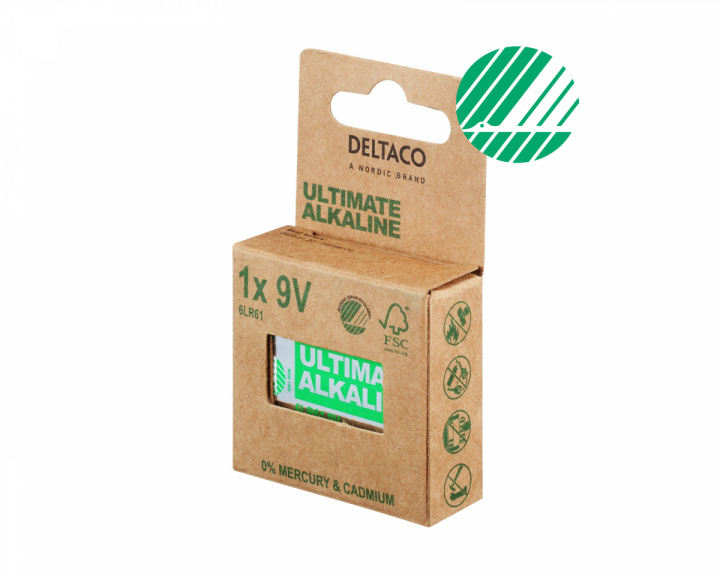 Deltaco Ultimate Alkaline 9V Batterie, 1 Stück