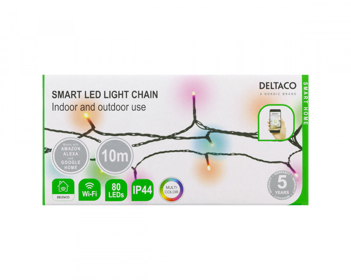 Deltaco Smart Home WiFi-Lichtband - 10m, 80 RGB LEDs