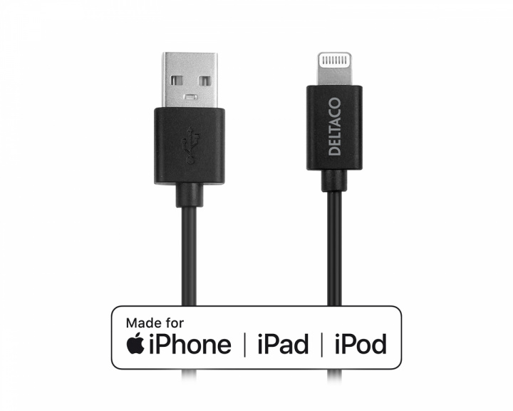 Deltaco USB-A > Lightning MFi - Lade- und Synchronisationskabel 2m - Schwarz