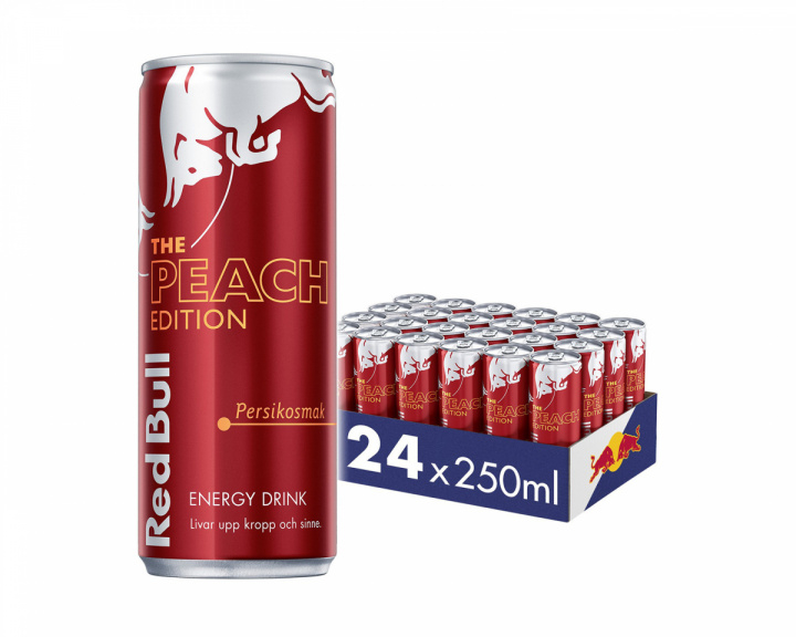 Red Bull 24x Energy Drink, 250 ml, Peach Edition (Pfirsich)