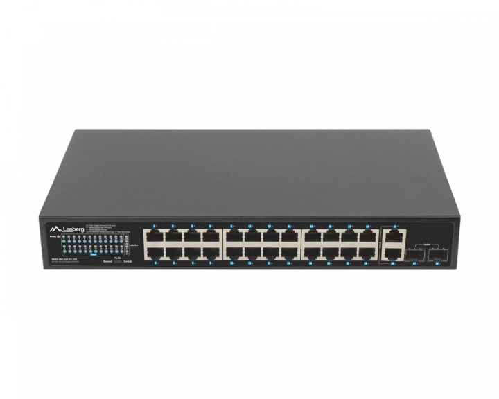 Lanberg Netzwerkswitches 24-port, 1GB POE+/2X GB 2X SFP RACK 19” Gigabit Ethernet 250W