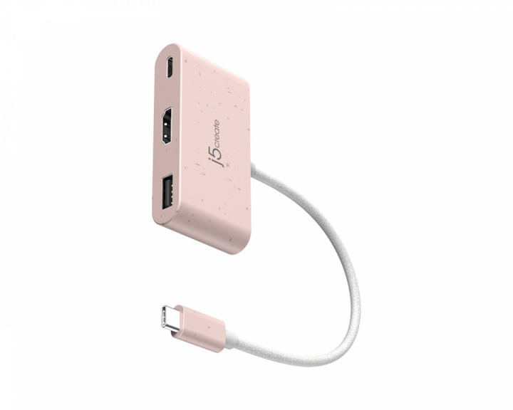 j5create USB-C zu HDMI 4K und USB Typ-A mit 90 W Power Delivery - Rosa