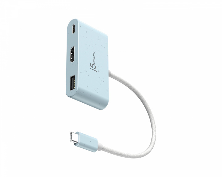 j5create USB-C zu HDMI 4K und USB Typ-A mit 90 W Power Delivery - Blau