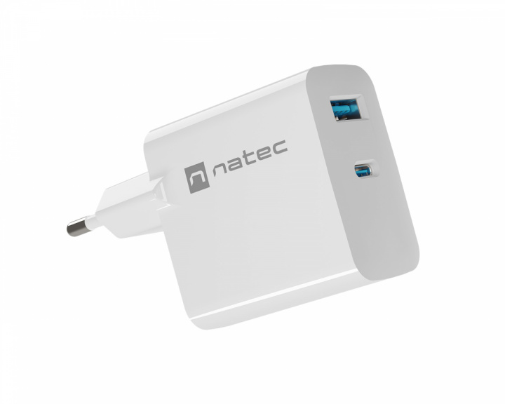 Natec Ribera GaN USB-Ladegerät USB-A & USB-C - 45W - Weiß