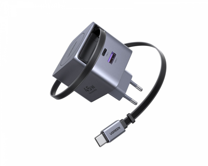 UGREEN 45W GaN Schnellladegerät mit aufrollbarem Kabel