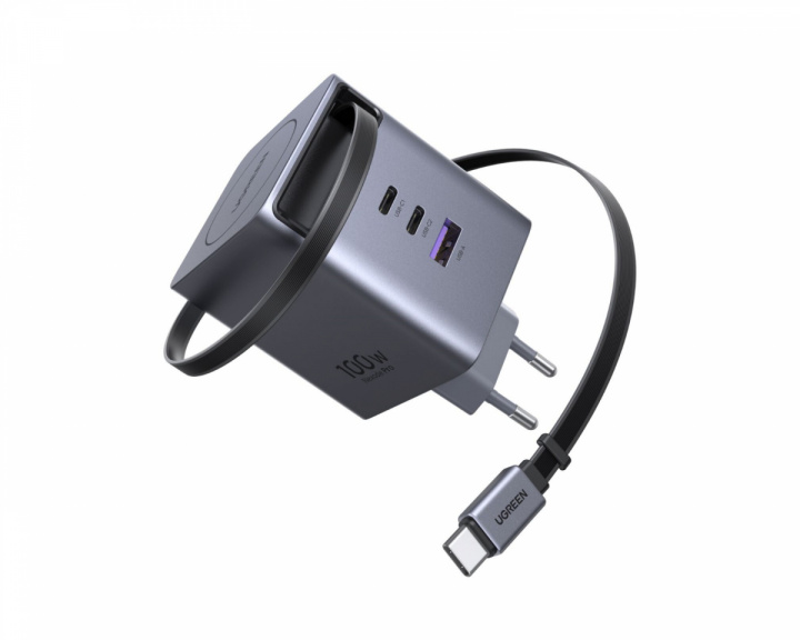 UGREEN 100W GaN Schnellladegerät mit ausziehbarem Kabel