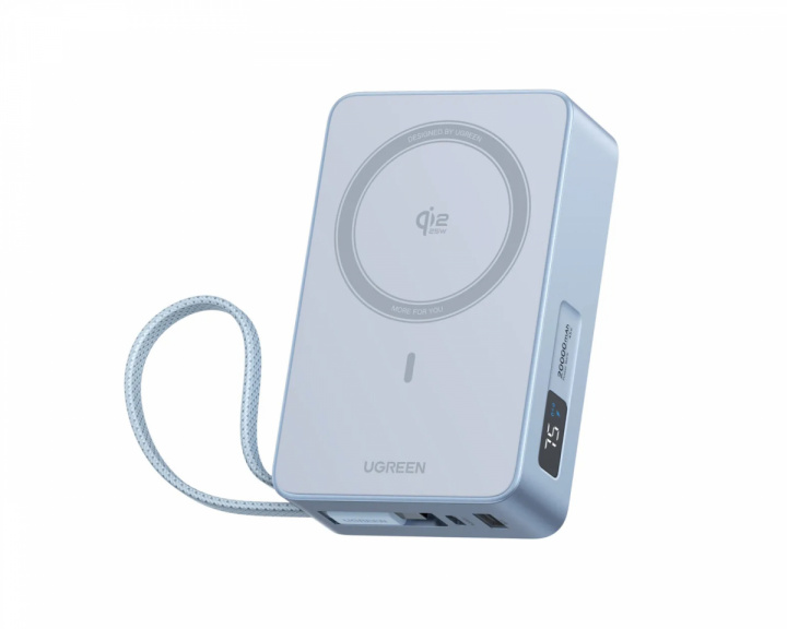 UGREEN MagFlow Qi2.2 25W 20000mAh Powerbank mit ausziehbarem Kabel