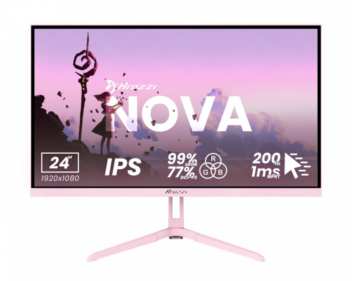 Arozzi Nova 24“ IPS 1920x1080 200Hz Gaming-Monitor - Pink