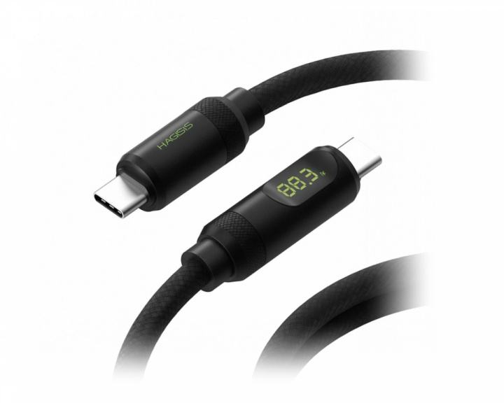  USB-C 4.0 LED-Anzeige 8K 240W Kabel – 1M – Schwarz