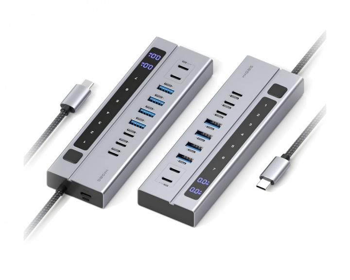  9-Port USB-C Hub 10Gbps LED-display
