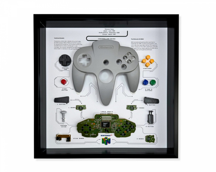  Retro Art Nintendo N64 Controller Display - Grau