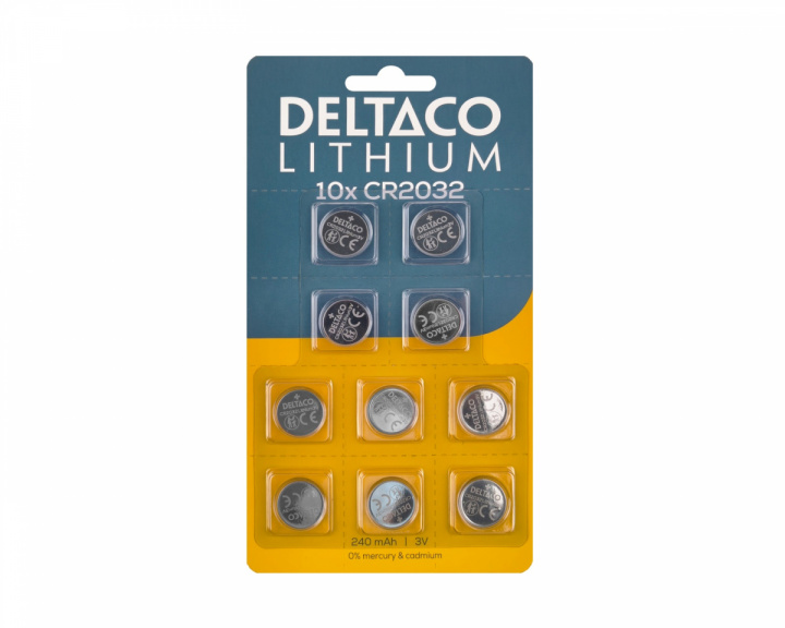 Deltaco CR2032 Lithium-Batterien 10er-Pack
