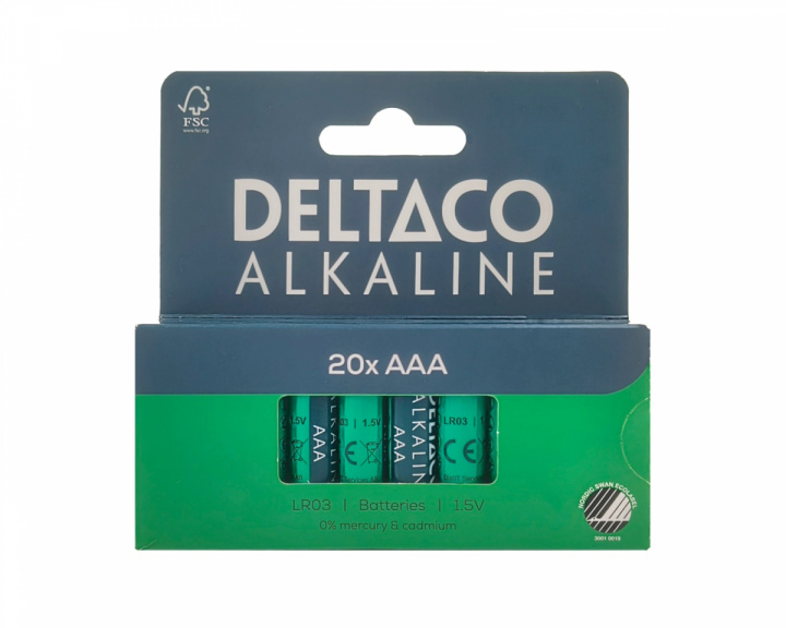 Deltaco AAA-Alkalibatterien 20er-Pack