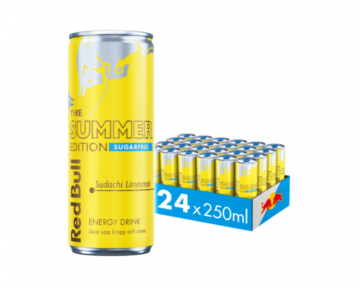 Red Bull 24x Energy Drink, 250 ml, Summer Edition Zuckerfrei (Sudachi Lime)
