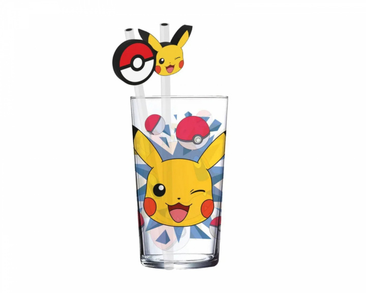  Pokémon Trinkglas mit Strohhalmen Pikachu - 485 ml