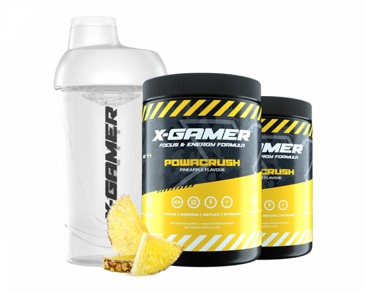 X-Gamer 2 x 600g X-Tubz Powacrush - 60 Tagesportionen + Shaker