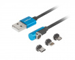 3in1 Premium Magnetisch Kabel Gewinkelt QC 3.0 - Blau