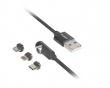 3in1 Premium Magnetisch Kabel Gewinkelt QC 3.0 - Schwarz