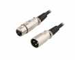 XLR Kabel, 3-pin Stecker - 3-pin Buchsen, 1m - Schwarz