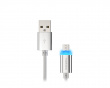 PRATI Ladekabel Micro USB > USB-A 2.0 - Silver LED 1m