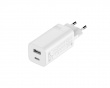 Wall Charger GaN Fast Charger, 65 W, USB-A + USB-C - Weiß Ladegerät