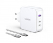 Nexode 140W USB-C PD GaN - 3-Port Ladegerät + USB-C Kabel 1.5m - Weiß