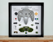 Retro Art Nintendo N64 Controller Display - Grau