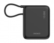 10 000 mAh Powerbank, integriertes Stoffkabel - Schwarz