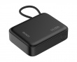 10 000 mAh Powerbank, integriertes Stoffkabel - Schwarz
