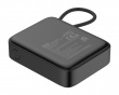 10 000 mAh Powerbank, integriertes Stoffkabel - Schwarz