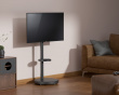 Heavy-Duty TV Bodenständer mit Medienablage – Schwarz (DEMO)